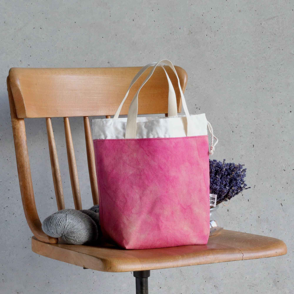 Aquarelle Project Bag - Hand-Dyed Organic Cotton, Sorbetto Rosa-La Cave à Laine