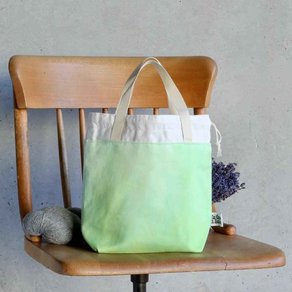 Aquarelle Project Bag - Hand-Dyed Organic Cotton, Verde Chiaro-La Cave à Laine