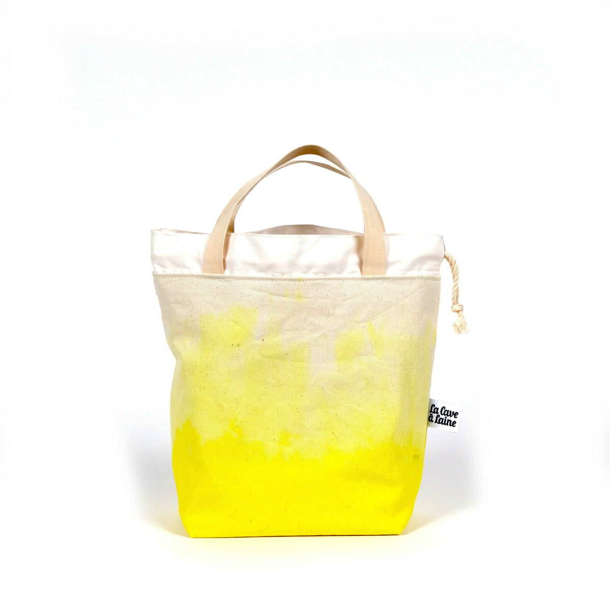 Aquarelle Project Bag - Hand-Dyed Organic Cotton, Giallo Limone-La Cave à Laine