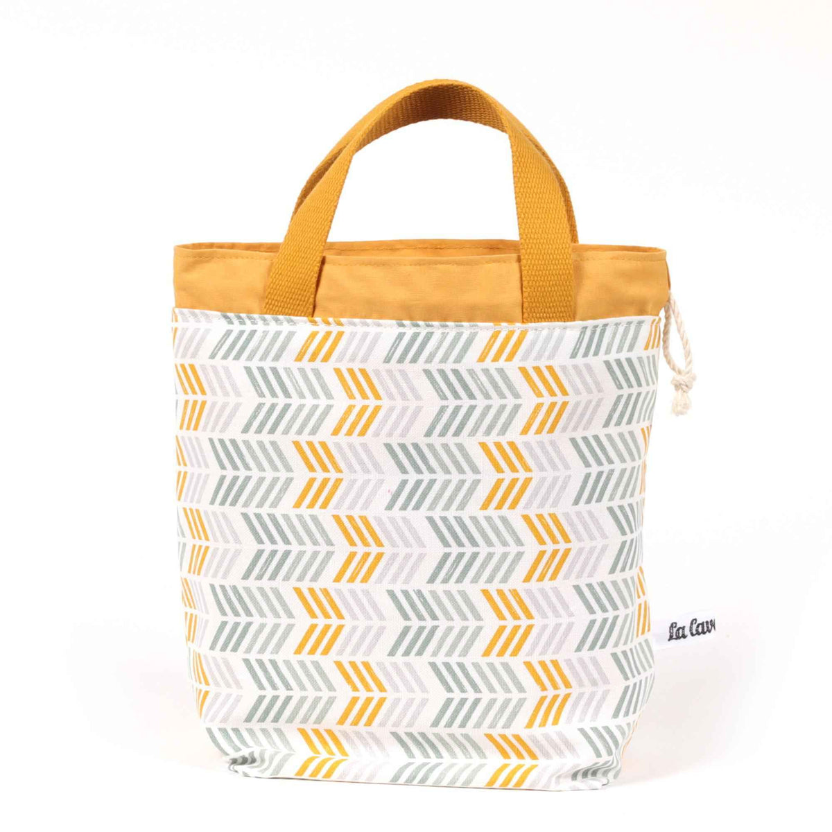 Super Gioia Project Bag - Yellow&Grey Arrows, Reversible-La Cave à Laine