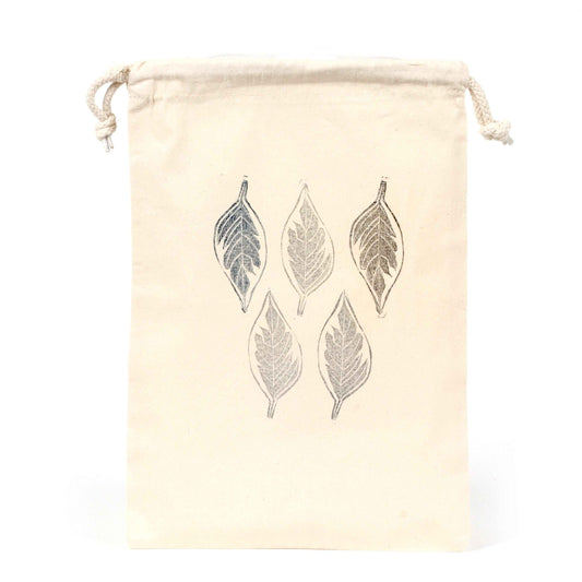 Organic Socks Project Bag, Hand Printed - Foliage | End-of-collection-La Cave à Laine