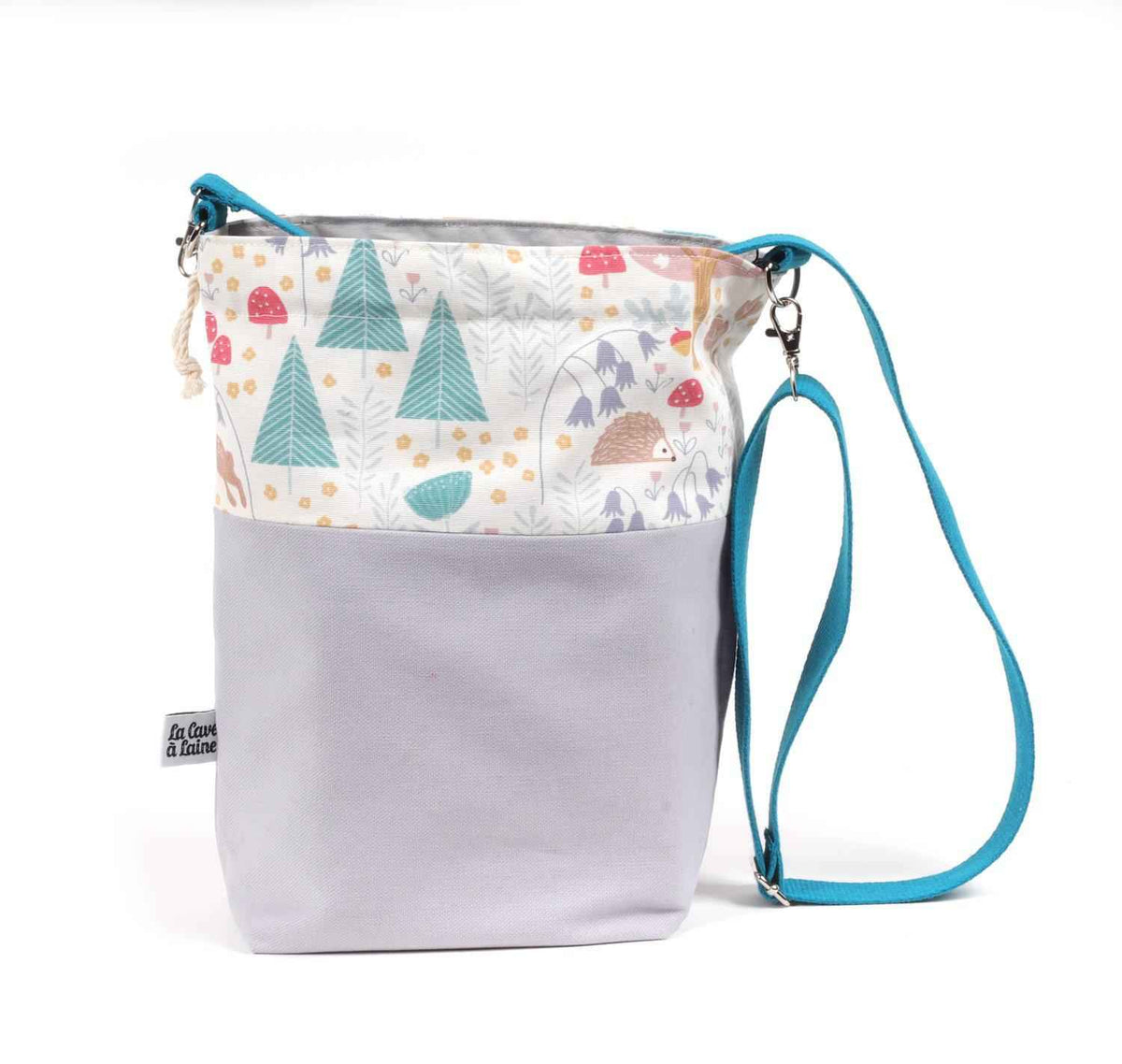 Bucket Project Bag - Crossbody Shoulder Strap, Forest | End-of-collection-La Cave à Laine