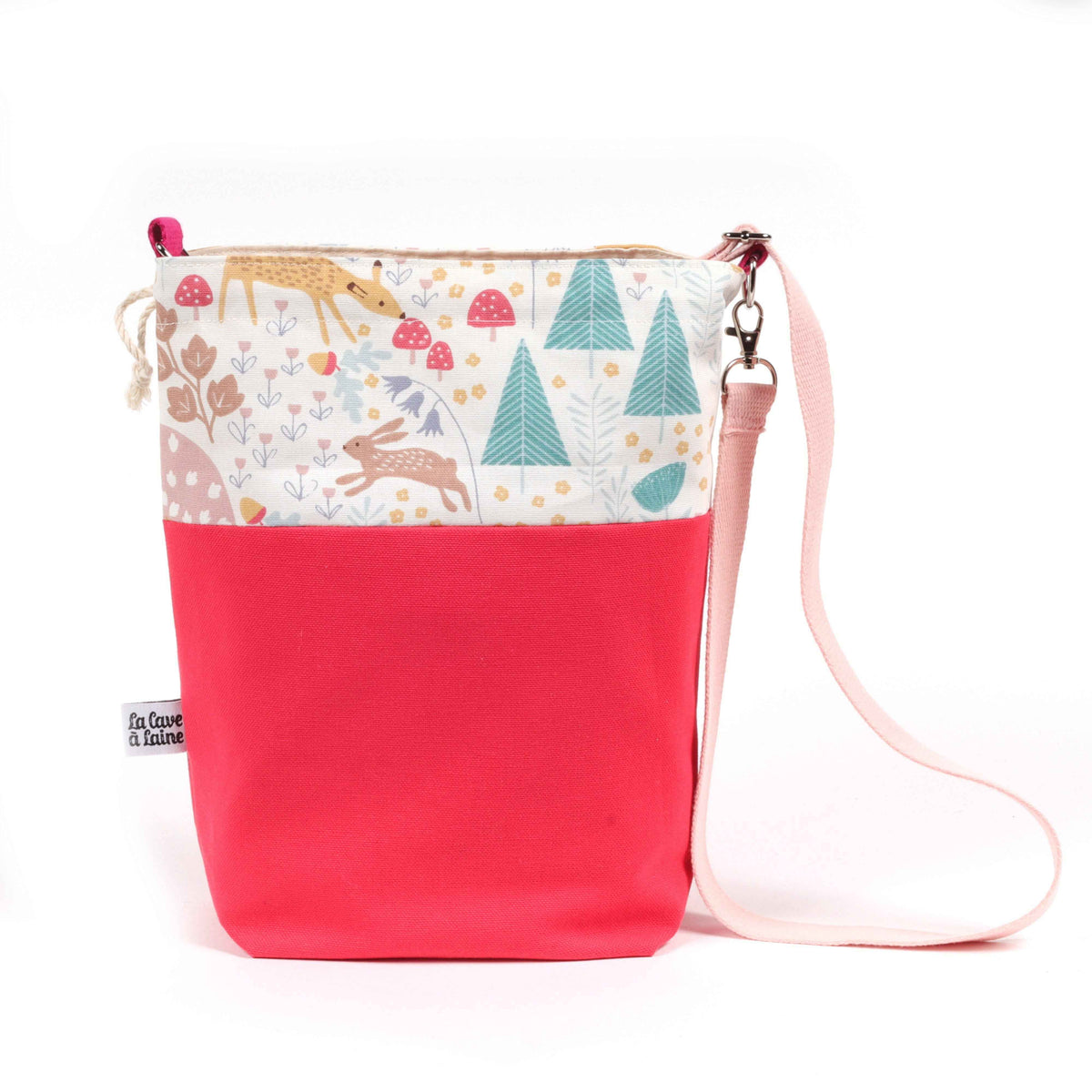 Bucket Project Bag - Crossbody Shoulder Strap, Forest | End-of-collection-La Cave à Laine