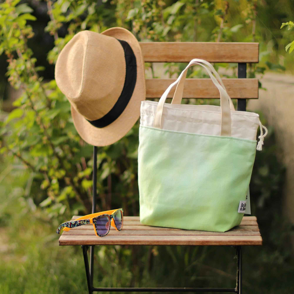 Aquarelle Project Bag - Hand-Dyed Organic Cotton, Verde Chiaro-La Cave à Laine