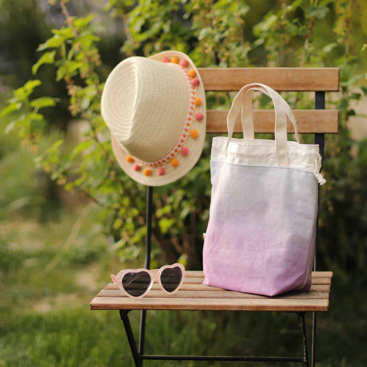Aquarelle Project Bag - Hand-Dyed Organic Cotton, Viola-La Cave à Laine
