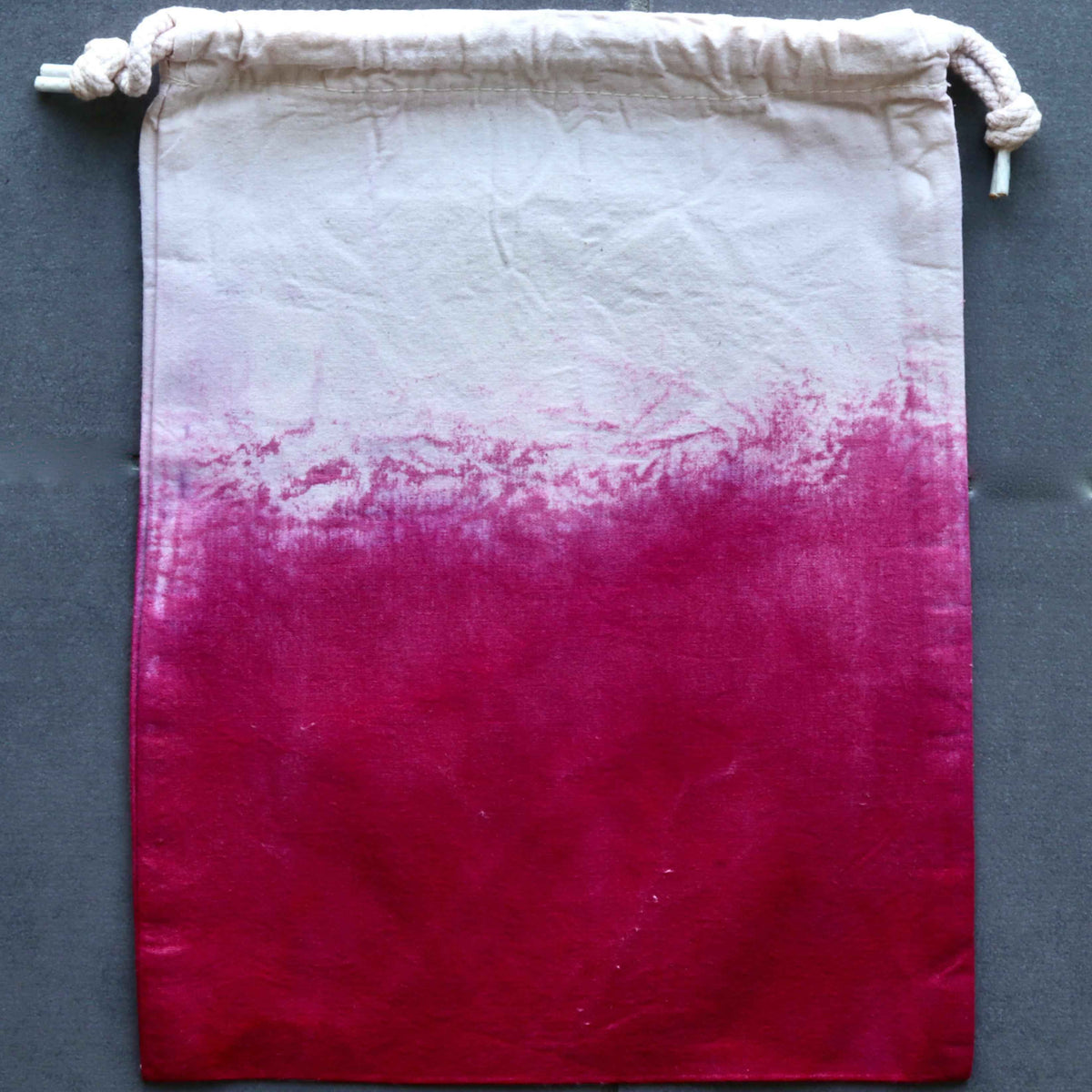 Hand-dyed Organic Cotton Sock Bag - Surprise Bright Pink-La Cave à Laine