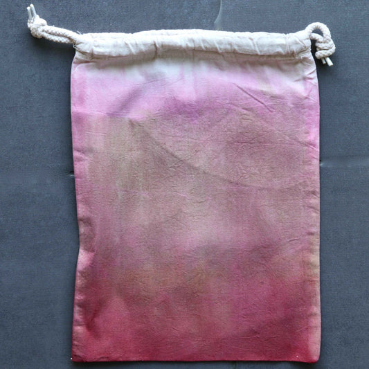 Hand-dyed Organic Cotton Sock Bag - Surprise Pink to Brown Variations-La Cave à Laine