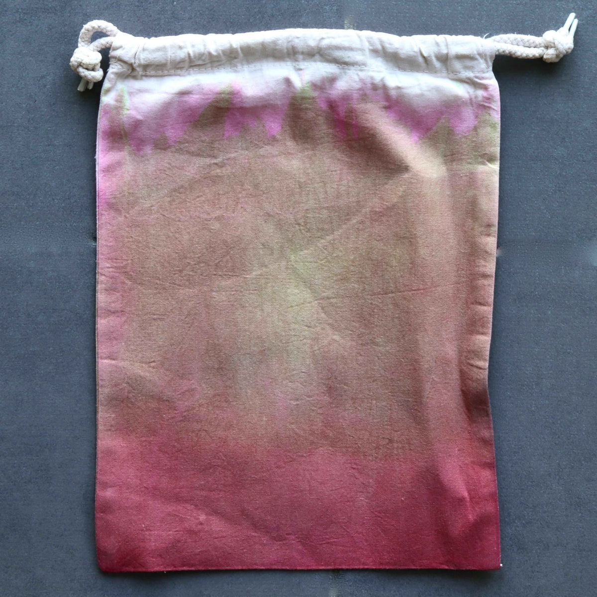 Hand-dyed Organic Cotton Sock Bag - Surprise Pink to Brown Variations-La Cave à Laine