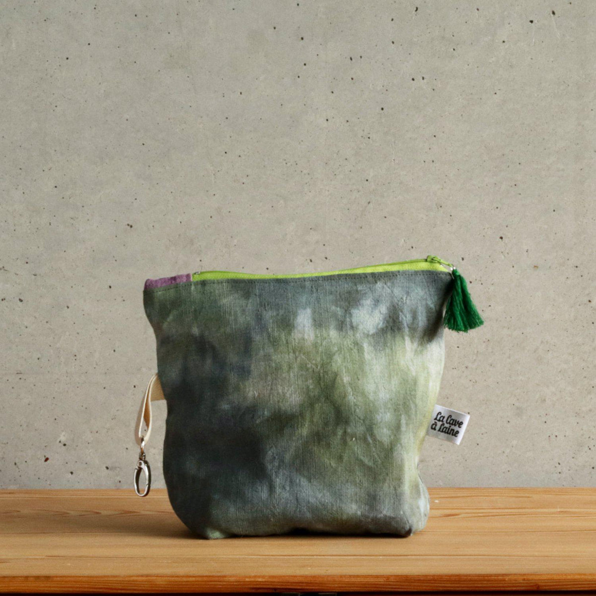 Handcrafted Canvas Bag - Linen Zipper - Green-La Cave à Laine